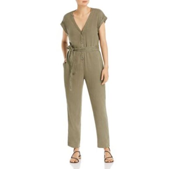 Bella Dahl Pants - Bella Dahl green short sleeve Size S Jump suit with pockets & waist belt 017